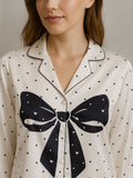 Polka Dot Bow Satin Pyjama Set