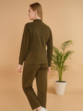 Olive Zip-Front Tracksuit Set