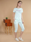 Women's Cotton Printed Top & Basic Capri Set