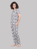 Overall Heart Print Front Open Pyjama Set