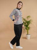 Women Flower Print Fleece Track Suit