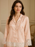 Satin Lace Trim Pyjama Set