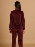 Velour Zip-Up High Neck Track Suit