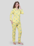 Elephant Print Front Open Collar Pajama Set