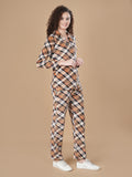 Brown Checkered Night Suit