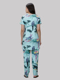 Bird Print Button Up Long Pyjama Set