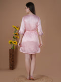 Peach Satin Nightdress With Robe