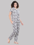 Overall Heart Print Front Open Pyjama Set