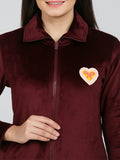 Velour Zip-Up High Neck Track Suit