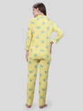 Elephant Print Front Open Collar Pajama Set