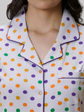 DOTTED FRONT OPEN PYJAMA SET FOR WOMEN