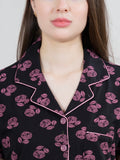 Rose Print Button Down Loungewear Set