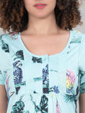 Bird Print Button Up Nightgown