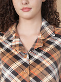 Brown Checkered Night Suit