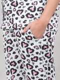 Overall Heart Print Front Open Pyjama Set