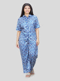 SATIN FRONT OPEN PYJAMA SET |COLLAR | HALF SLEEVES