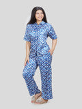 SATIN FRONT OPEN PYJAMA SET |COLLAR | HALF SLEEVES