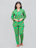 Bubble Print Front Open  Collar Pyjama Set