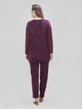 Embroidered Velvet Long Pyjama Set  For Women