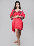 Red Satin Nightdress With Robe