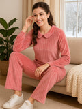 Rosewood Ribbed Lounge Pyjama Set