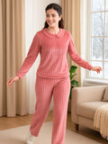 Rosewood Ribbed Lounge Pyjama Set
