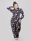 Cat Print Muslin Button Down Lounge Set